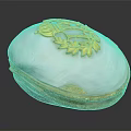 Elegant Mother of Pearl Oval Trinket Box with Gold Leaf Decoration as Ornament Set