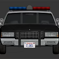Classic Brown White Police Sedan With Blue Red Lights And Reflection
