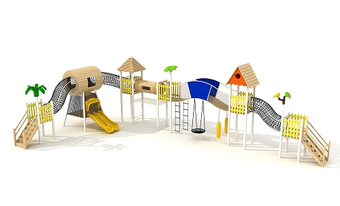 Modern Amusement Equipment Children's Slide Amusement Facilities Sports Equipment Wooden Expansion 3d model