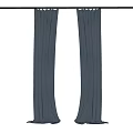 Elegant Blue Curtains With Soft Fabric Hanging On Black Rod For Home Decor