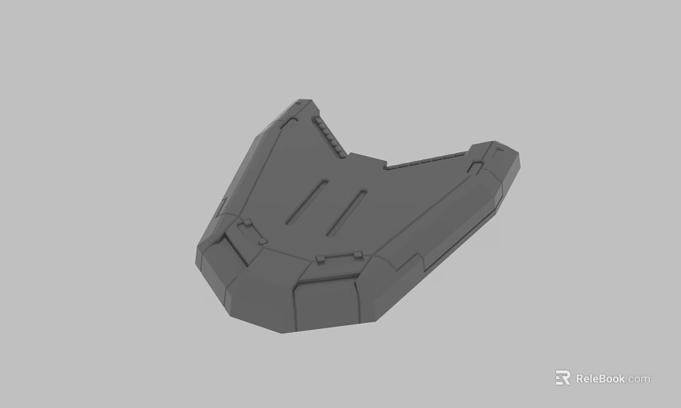Gray Mechanical 3D Model Design With Structural Surface Details And Angled Edges 3d model 