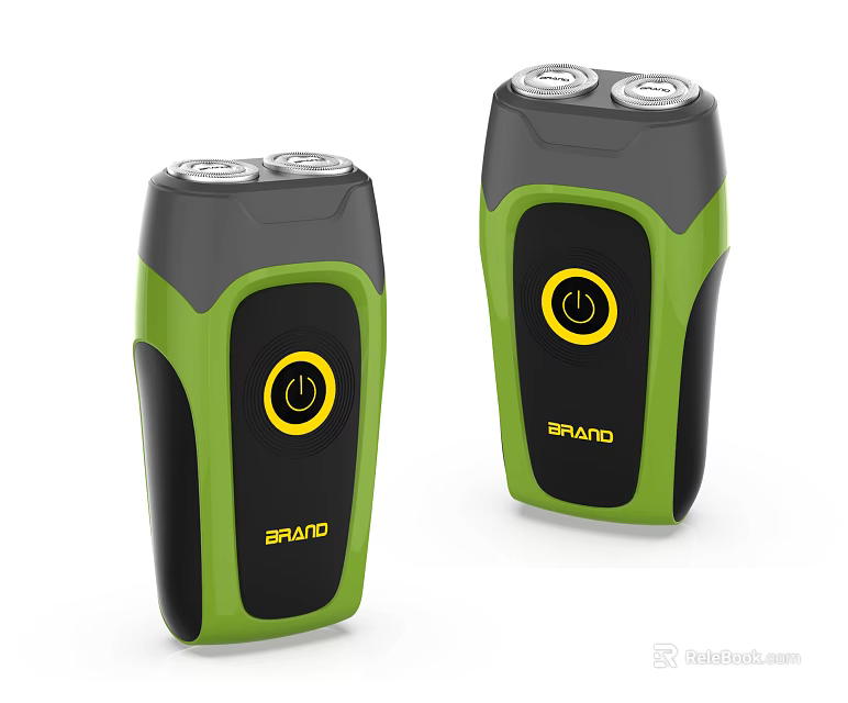 Bathroom Accessories Green And Black Electric Shavers With Dual Heads Power Button 3d model 