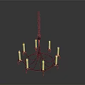 Black Metal Chandelier With Candle Shaped Lights And Hanging Chain Design