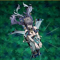 Anime Style Woman With Dark Hair Ornate Outfit And Decorative Wings In Green Natural Background