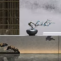 New Chinese Front Desk Sales Office Front Desk 3d model