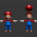 Super Mario Characters In Blue Overalls With Red Hats And Balancing Ball 3d model