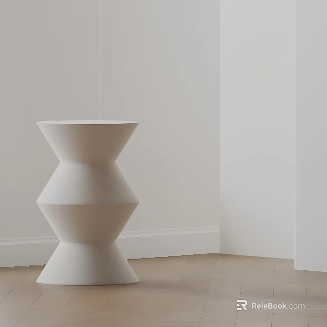 White Stacked Bowl Shaped Side Table In Light Wooden Floor White Room 3d model 