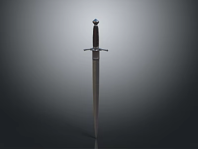 Medieval Classic Sword With Long Metal Blade Wooden Hilt And Decorative Pommel 3d model