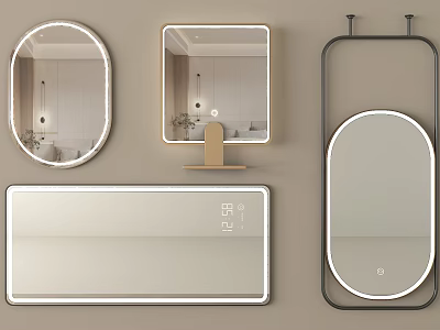 Modern Illuminated Mirrors With Smart Display Stand And Various Shapes 3d model