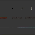 Scene Components Including Red Door Metal Fence Grid Gates And Wall Panels