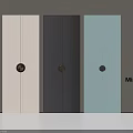 Modern Wardrobe Doors In Three Colors Beige Dark Gray Light Blue With Circular Handles By Minotti