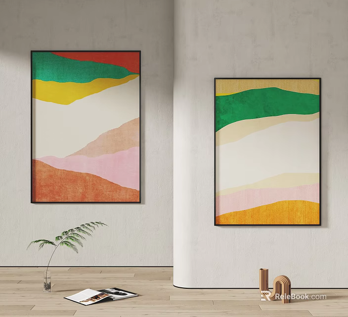 Colorful Abstract Paintings For Interior Wall Decor 3d model