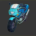 Stylish Blue Low Poly Motorcycle With Modern Design And Reflective Surface 3d model