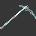 Mythical Fantasy Scythe With Long Decorative Handle And Intricate Blade Design