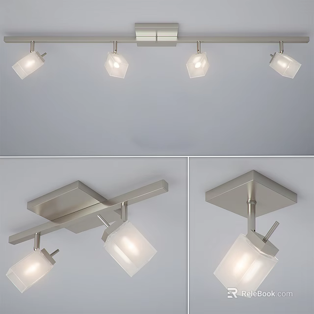 Modern Downlights and Spotlights Ceiling Mounted Sleek Square Design Bright Lighting 3d model 