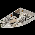 Shopping Mall Store Modern Interior Layout With Display Areas Furniture And Green Plants