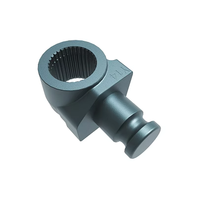 Black Metal Mechanical Part With Gear Hole And Knob Structure 3d model
