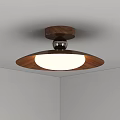 Modern Round Flush Mount Ceiling Light With Wooden Frame And White Light Source 3d model