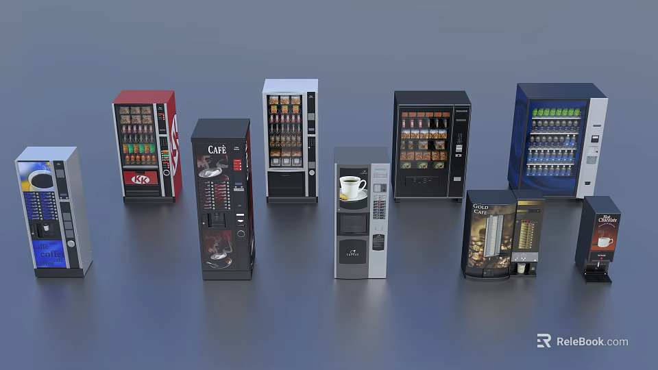 Various Commercial Vending Machines For Beverage Coffee And Snack Dispensing 3d model 