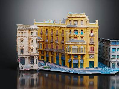 European residential building, residential building 3d model