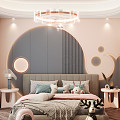 Modern Children's Room Pink Cream Daughter Room 3d model