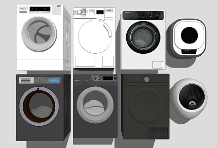 Modern washing machine desktop washing machine automatic drum washing machine wall hanging dryer 3d model