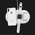 Smartphone Smartwatch and Wireless Earbuds Charging Together on White Wireless Charging Dock 3d model