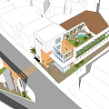 Modern Office Building Exterior With Glass Facade Orange Brick Walls Greenery And Palm Trees