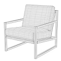 Modern Single Sofa With Black Metal Frame And Light Fabric Upholstery