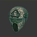 Military Weapon Tactical Helmet with Green Camouflage Pattern Goggle and Face Mask