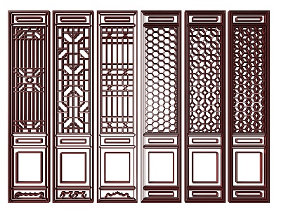 New Chinese Style Flower Window Carved Hollow Carved Door and Window Lattice Door and Window Carved Wood Carved Window Carved Door Carved Lattice Flower Window Carved Screen Partition 3d model