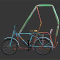 Vintage Tricycle With Green Canopy Blue Body Red Frame And Decorative Seat Details