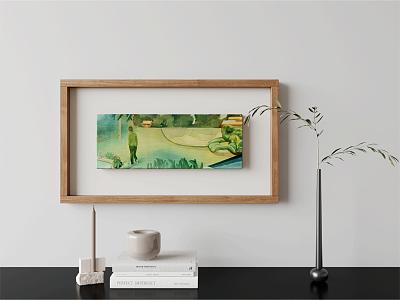 Solid Wood Frame Landscape Oil Painting Decorative Painting model