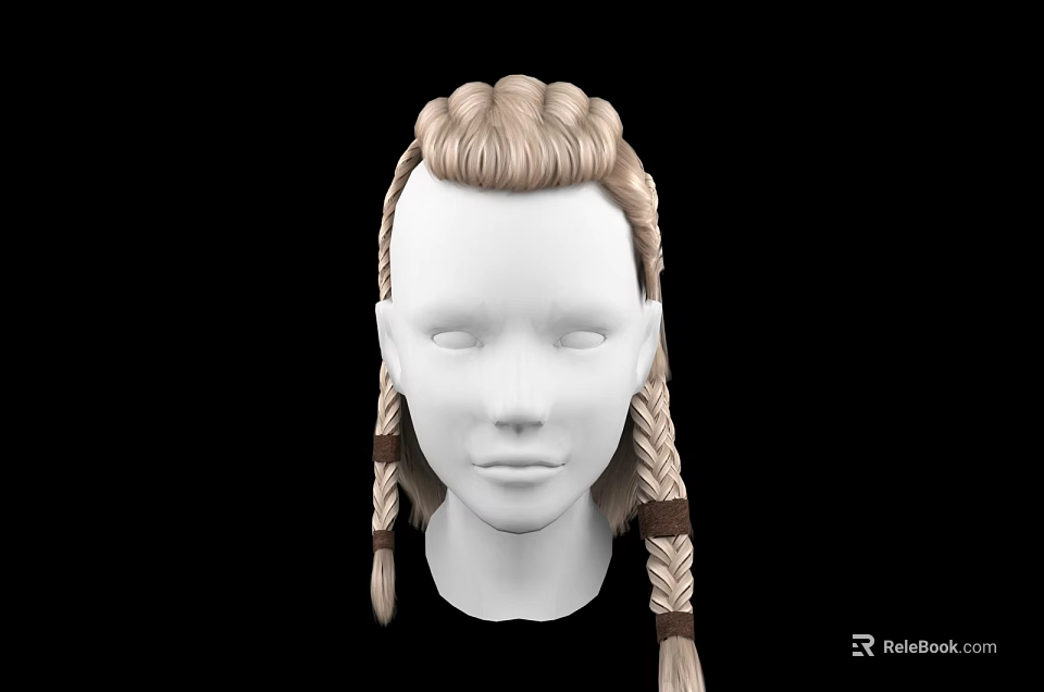Game Movie Character Braided Wig With Blonde And Brown Hair Hairstyle Design 3d model 