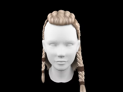 Game Movie Character Braided Wig With Blonde And Brown Hair Hairstyle Design 3d model