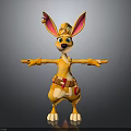 Yellow Cartoon Kangaroo With Long Ears Open Arms And Red Decorated Clothes