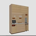 Modern Wooden Buffet Cabinet Design With Rattan Grille Doors Drawers And Open Shelves