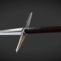 Medieval Sword With Silver Blade Brown Handle And Crossguard Design