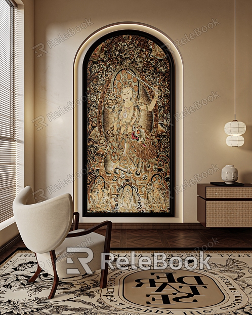 Buddhist shrine decorative painting Shentai hanging painting Zen room hanging painting living room hanging painting model