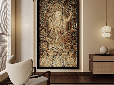 Buddhist shrine decorative painting Shentai hanging painting Zen room hanging painting living room hanging painting model