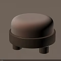 Contemporary Round Ottoman with Soft Light Pink Cushion and Natural Wooden Legs Design
