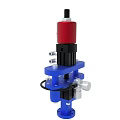 Industrial Pneumatic Device With Red Black Blue Components