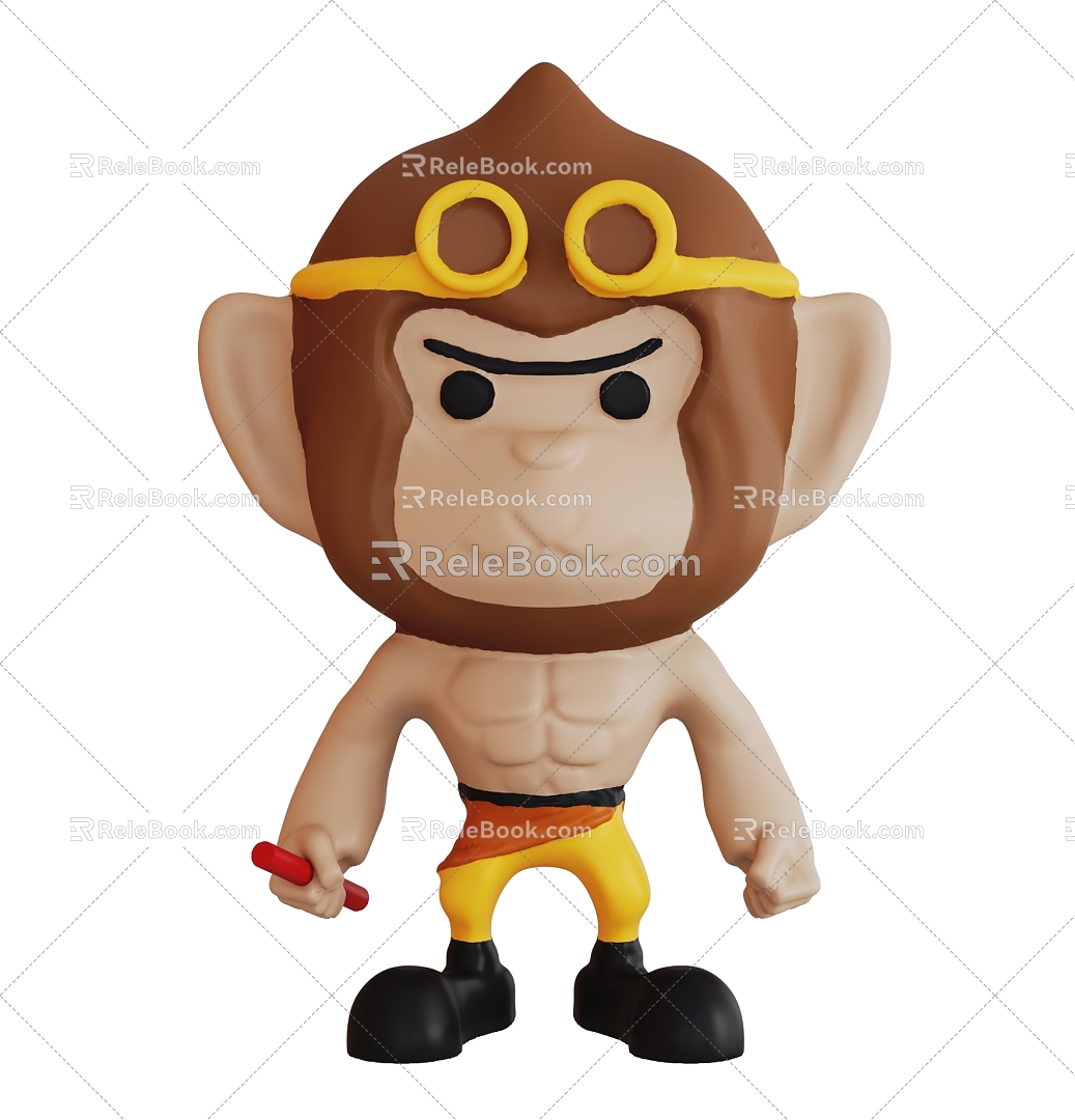 Modern Q-version Monkey King Cartoon Great Sage Sun Children's Toy Decoration 3d model