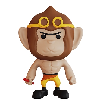 Modern Q-version Monkey King Cartoon Great Sage Sun Children's Toy Decoration 3d model