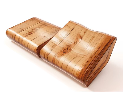 Modern Elegant Wooden Leisure Chair With Curved Design And Natural Grain 3d model