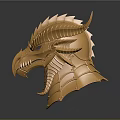 Golden Horned Weapon Helmet With Intricate Metallic Spiked Design And Details