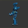 Blue Sci Fi Robot Game Movie Character With Glowing Mechanical Armor And Joints