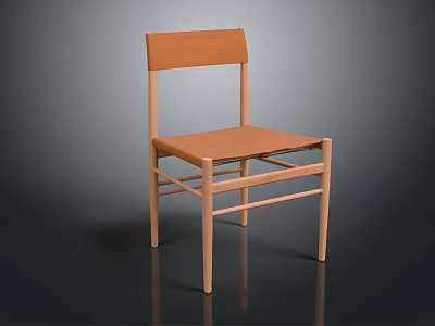 Simple Modern Wooden Chair With Light Brown Backrest And Seat Design 3d model