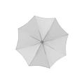 Outdoor White Patio Umbrella With Wooden Pole And Sturdy Frame For Garden Use