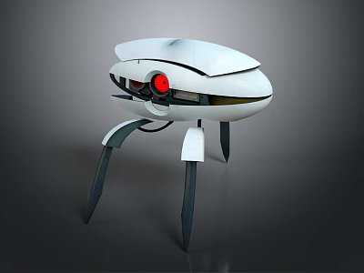 Futuristic White Fighter Jet Design With Red Sensor And Streamlined Landing Gear Structure 3d model